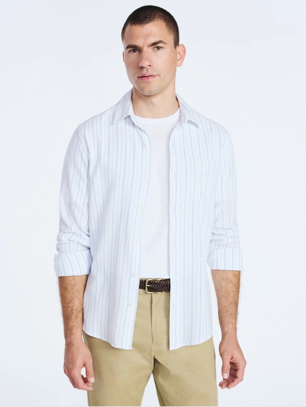 Free Assembly Men's and Big Men's Button Front Flannel Shirt with Long Sleeves